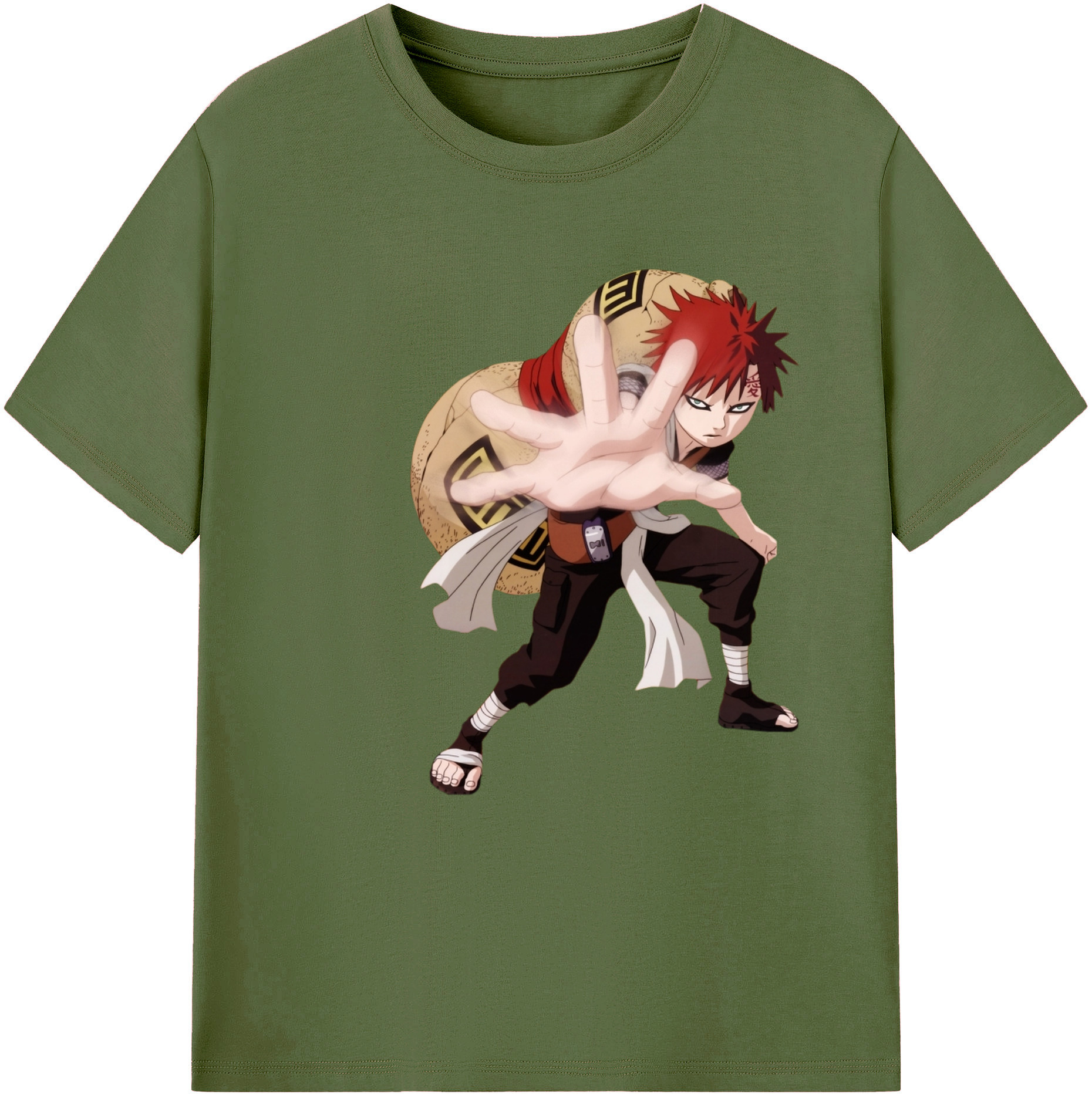 （画像用） NARUTO -ナルト- ガアラ Gaara 綿100％半袖Tシャツ（フロントプリント）